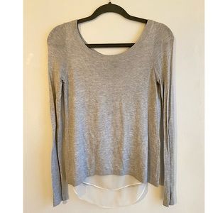 Gray Sweater with Sheer Undershirt